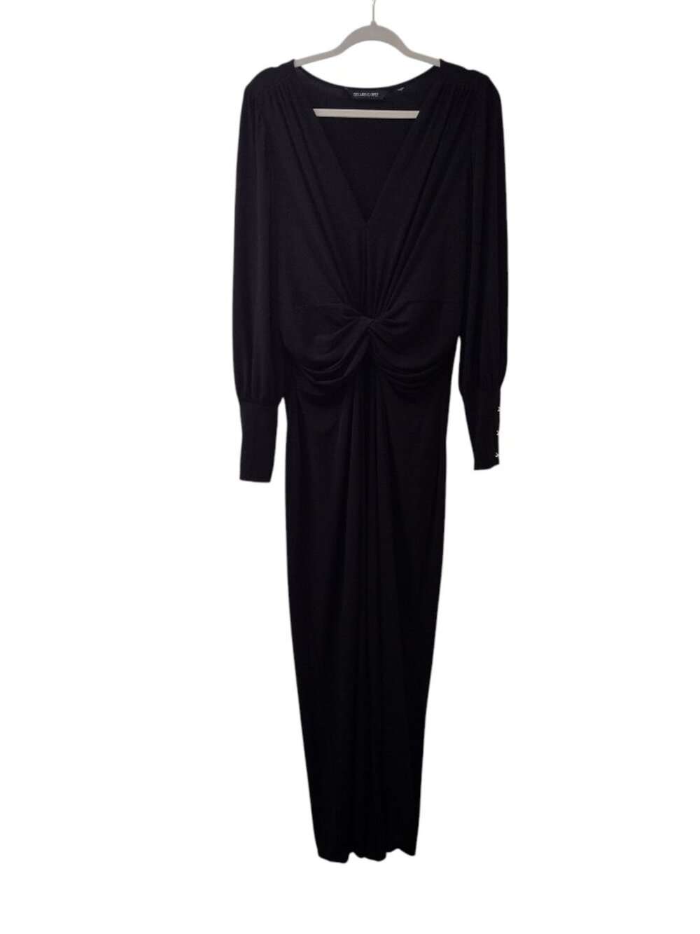 Coleen Lopez Long Sleeve Knot-Front Jumpsuit, 1X, Black